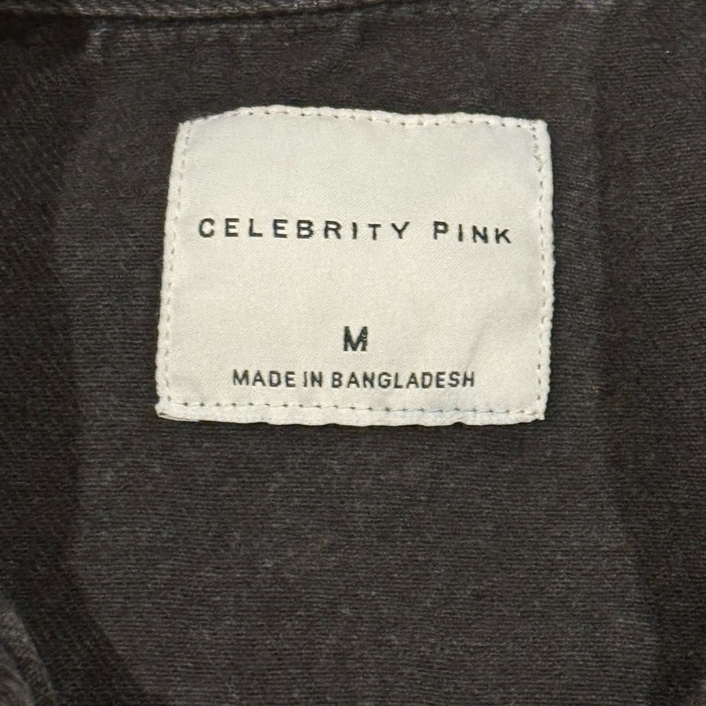 Celebrity Pink: Black Denim Frayed Hem Button-Up Women’s Jacket Size Medium - Picture 7 of 14